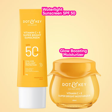 Dot & Key Vitamin C Daily Glow Essentials Skin Care Combo (Vitamin C Sunscreen SPF 50 PA+++ 50gm & Vitamin C Moisturizer 50gm) | For Glowing Skin | For All Skin Types | For Women & Men